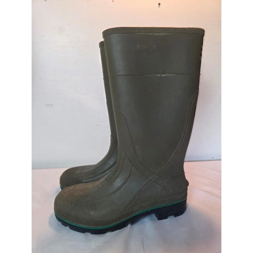 Servus by Honeywell Mens 11 Waterproof Rubber Work Boots Olive Green Made in USA